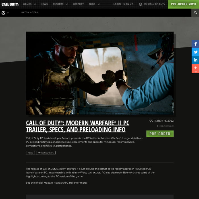 Call of Duty: Modern Warfare 2 Trailer, Specs, and Order Info