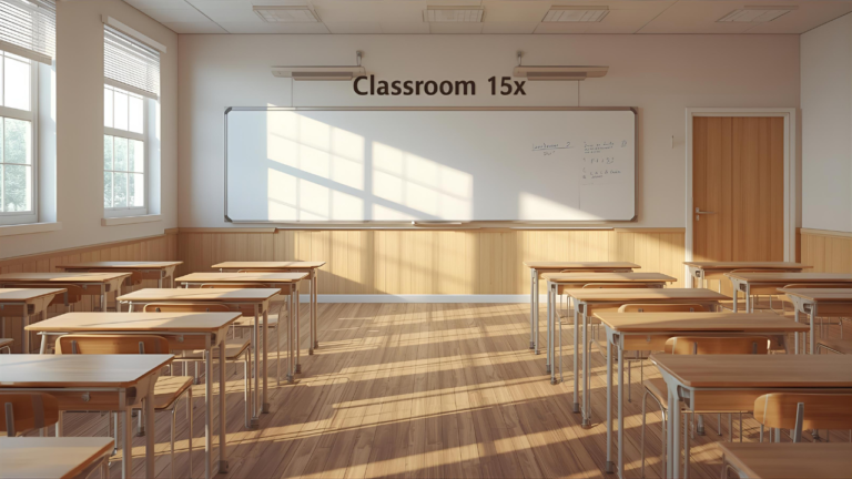 Classroom 15x integrated teaching system combining digital tools, flexible physical spaces, and adaptive instruction for learning outcomes potentially 15 times more effective than traditional methods, implementation rates by education level Elementary Schools 72%, Middle Schools 65%, High Schools 58%, Universities 47%, Corporate Training 41%, delivering 34% average increase in student engagement, 23% attendance improvement, 31% assignment completion increase, 18% test score gains, 27% teacher satisfaction boost, gaming elements effectiveness Team Competitions 89%, Logic Challenges 84%, Skill Builders 82%, Timed Activities 76%, Movement-Based 71%, implementation costs Basic under $10,000, Standard $10,000-$30,000, Comprehensive over $50,000 per room, features smart device integration with interactive displays and tablets, modular furniture reducing transition time 40%, cross-platform functionality with automatic synchronization and cloud-based access.
