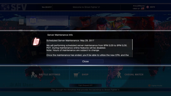 Common Street Fighter 5 Server Issues