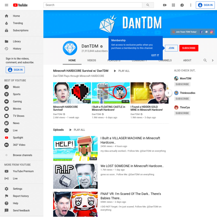 DanTDM Live Stream Viewer Count