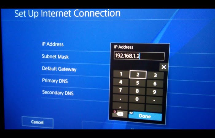 ps4-Enter the IP address you want to assign