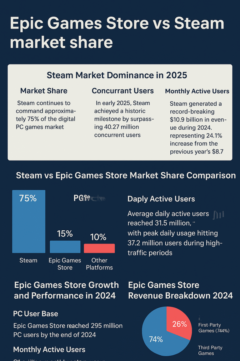 Epic Games Store vs Steam Market Share Statistics