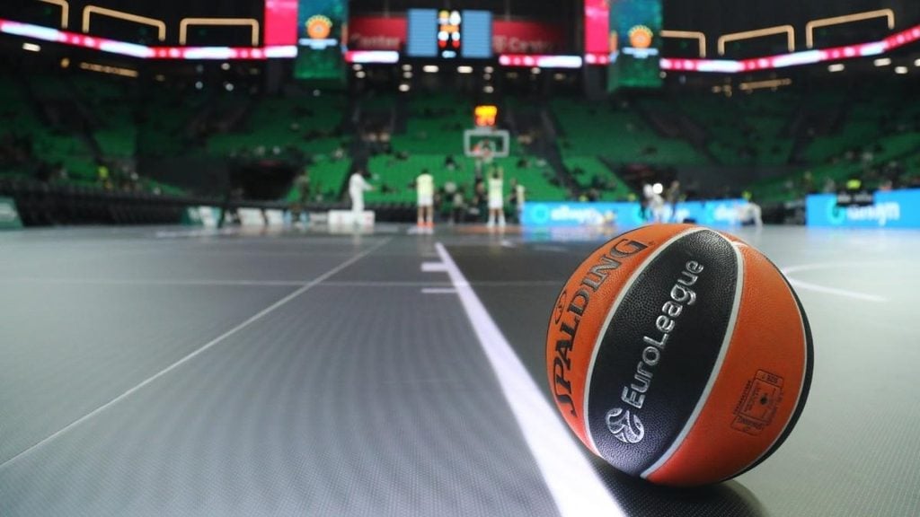 EuroLeague basketball on the court before a game