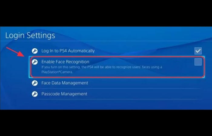 PS4 Disable Face Recognition
