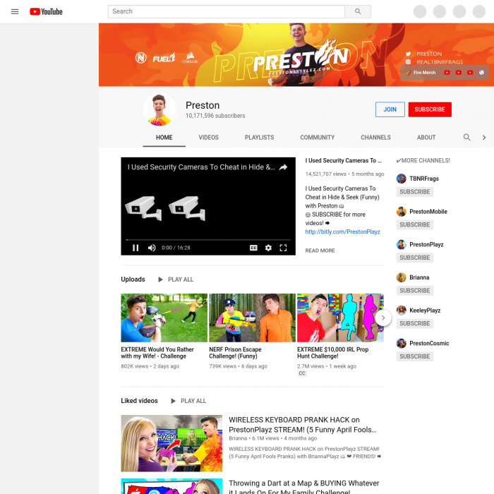 Prestonplayz Live Stream Count Watching On Youtube Twitch Mixer