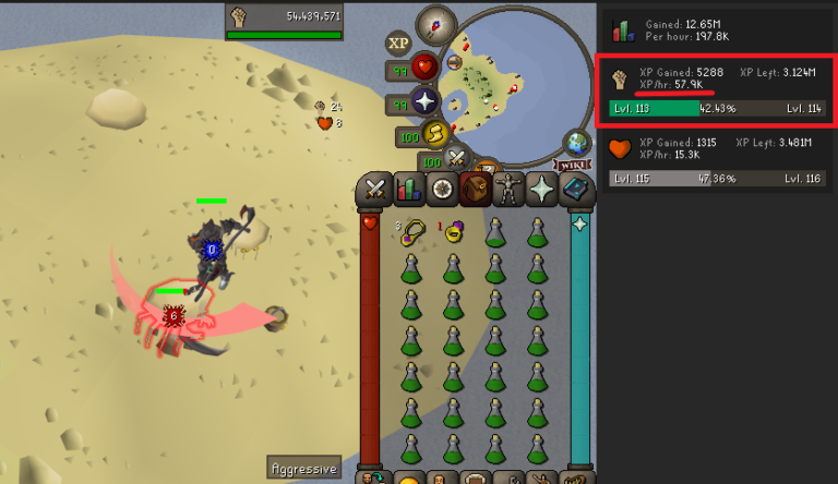 Three Sand Crabs attacking a player on Hosidius beach during AFK combat training in OSRS.
