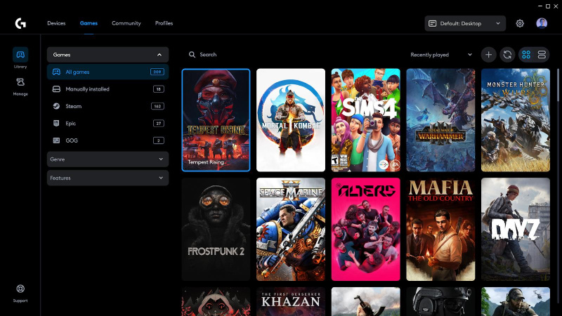Software Experiences Logitech G HUB Games