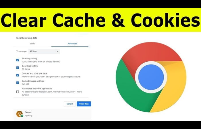 clear cookies and cache Chrome