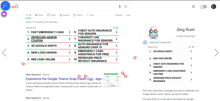 Google Zerg Rush Easter Egg